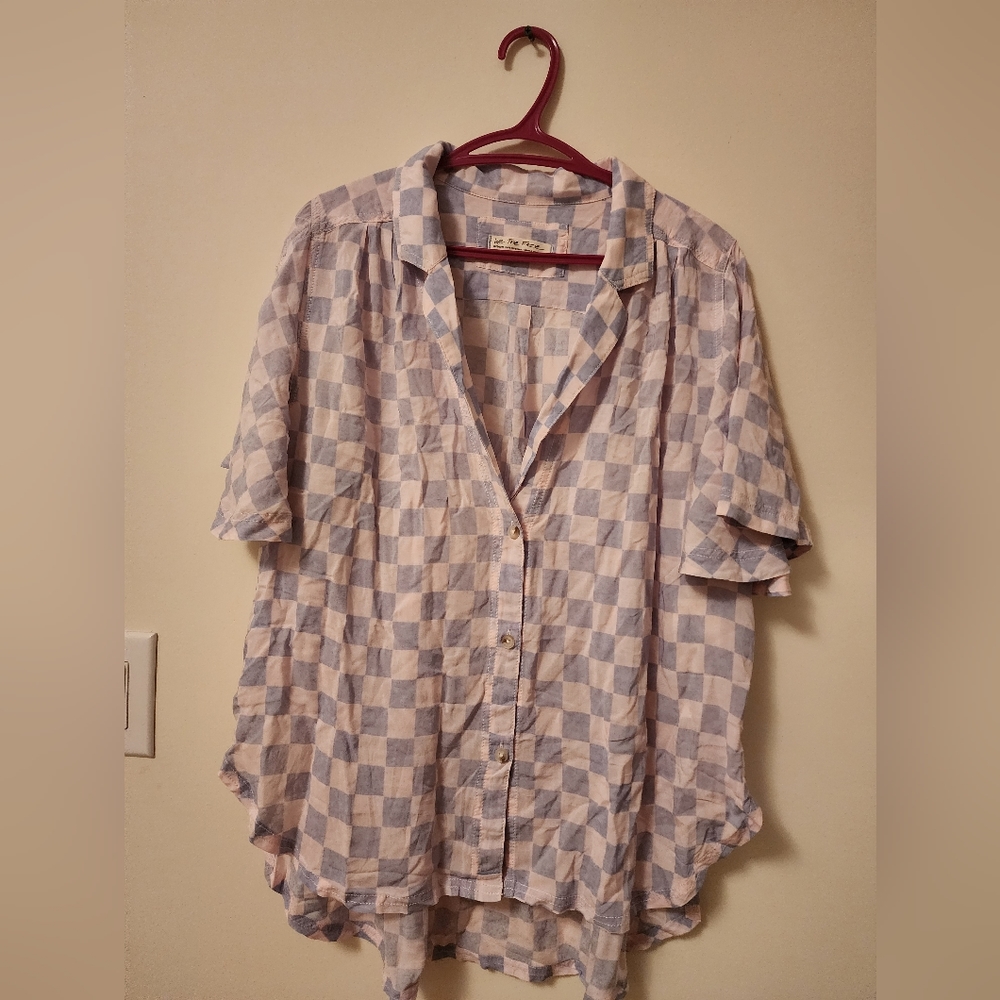 We The Free Checkred High Low Button Down